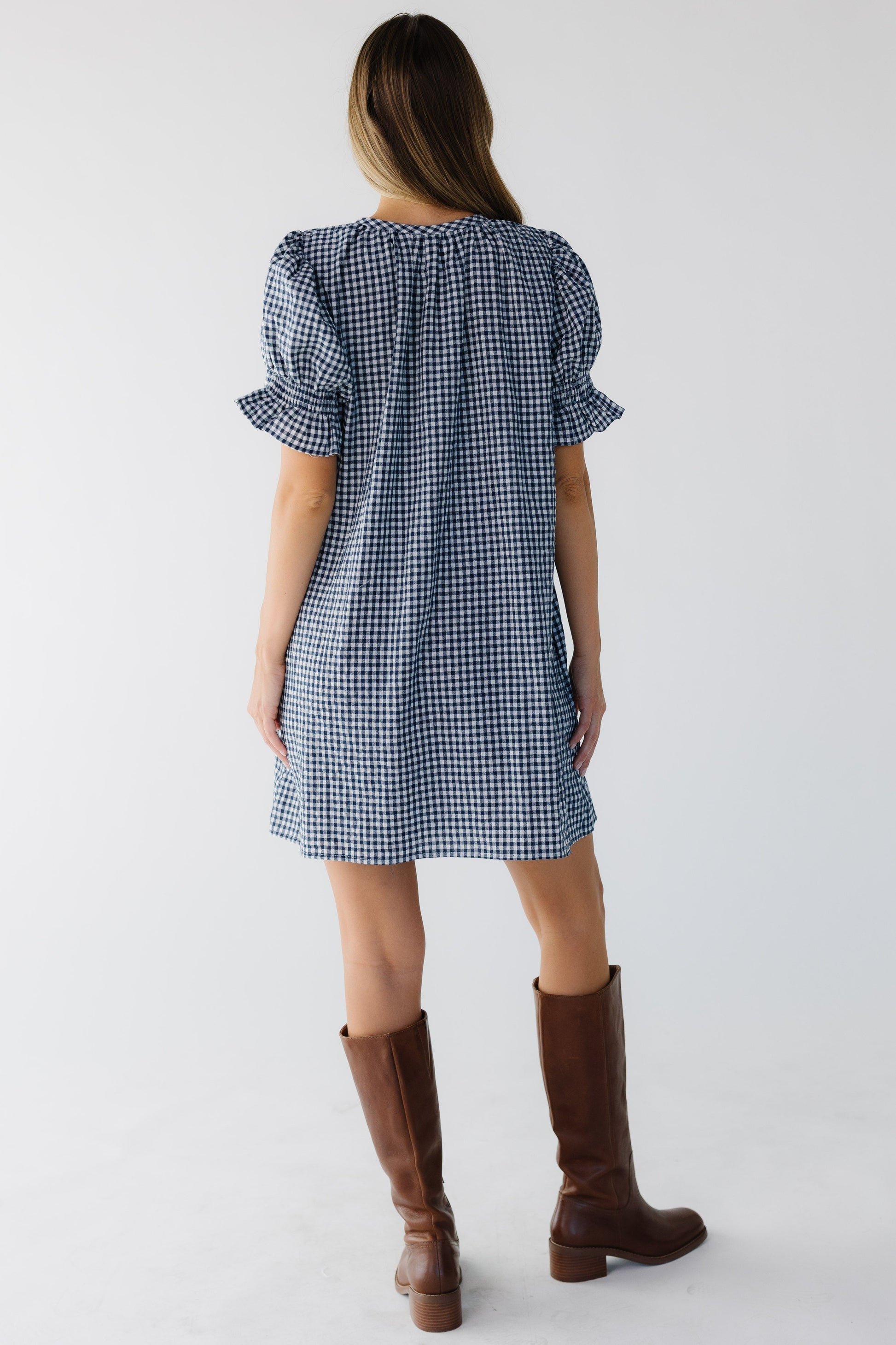 Modest Life of The Party Gingham Dress Navy / L