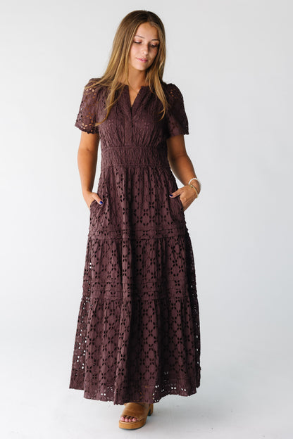 Citrus The Shae Eyelet Dress WOMEN'S DRESS Citrus Dark Brown XS 