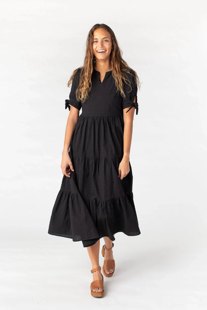 Brass & Roe Claire Tie-Sleeve Dress WOMEN'S DRESS brass & roe Black S 