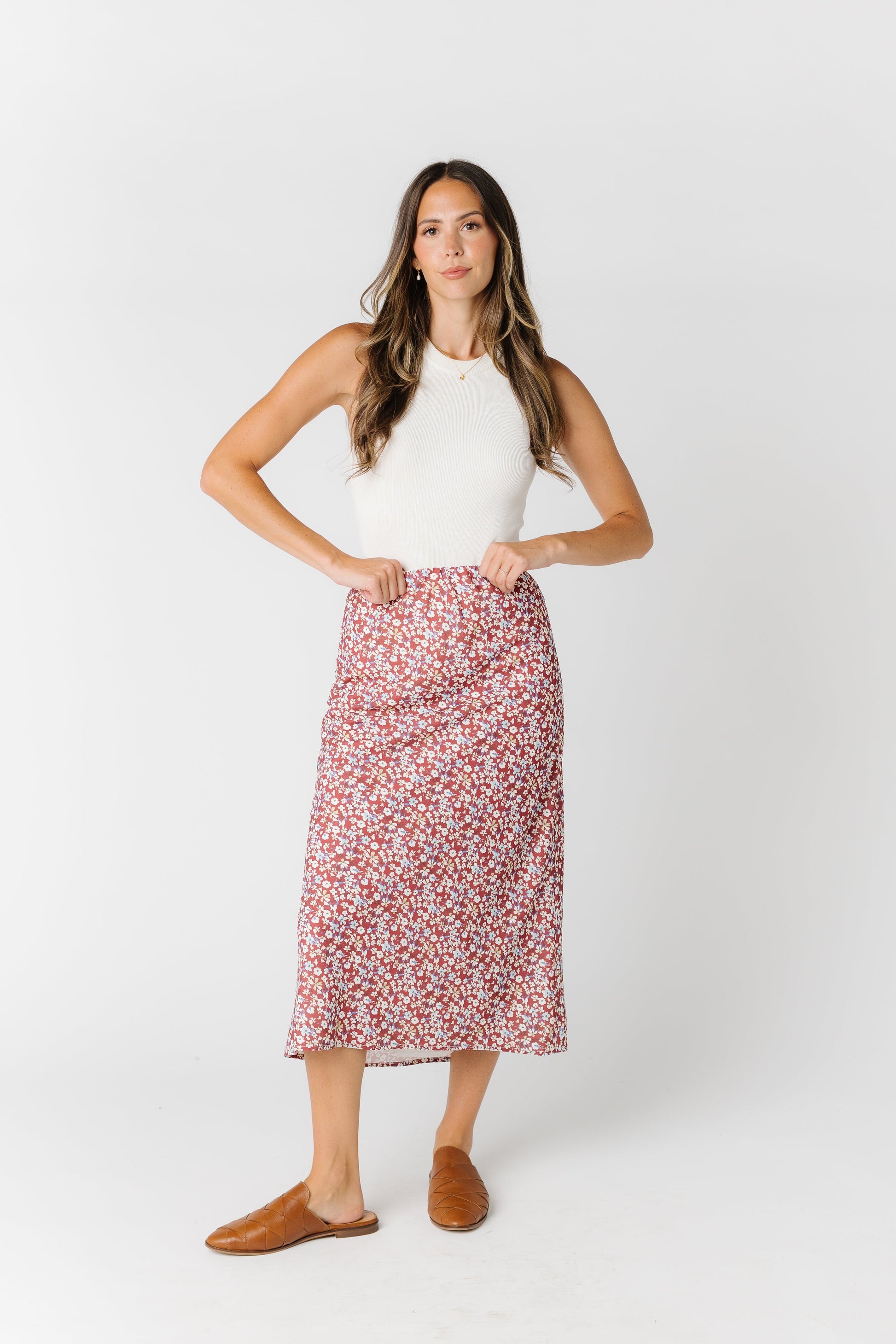 Brass & Roe Mable Floral Skirt WOMEN'S SKIRTS brass & roe Rust L 