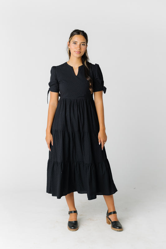 Claire Tie-Sleeve Dress - Black WOMEN'S DRESS brass & roe Black L 