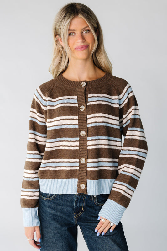 Koko Button Down Cardigan WOMEN'S CARDIGAN Mod Ref Brown-Blue S 