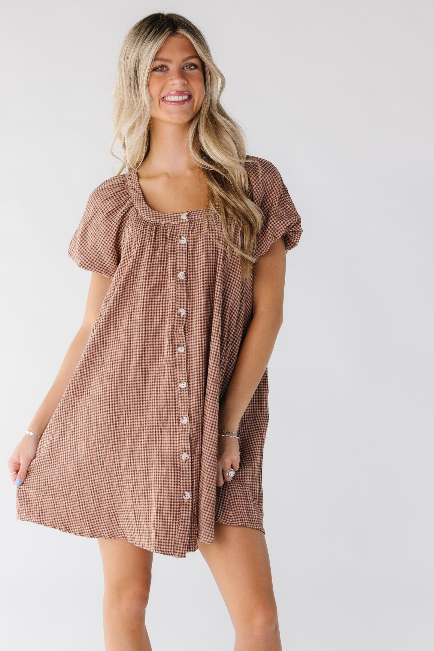 Brass & Roe Ellie Gingham Knee Dress WOMEN'S DRESS brass & roe 