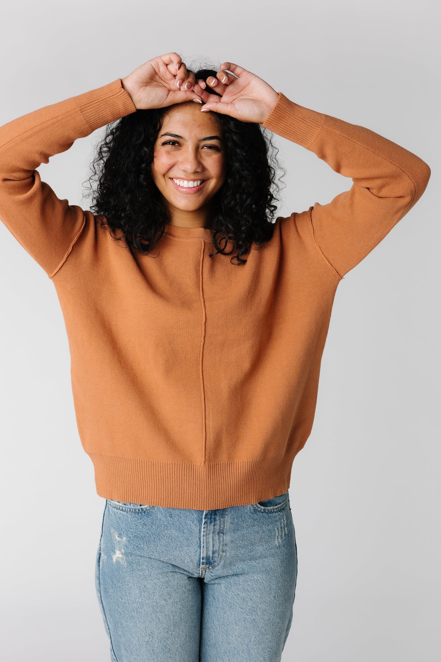 Modest Sky High sweater in caramel