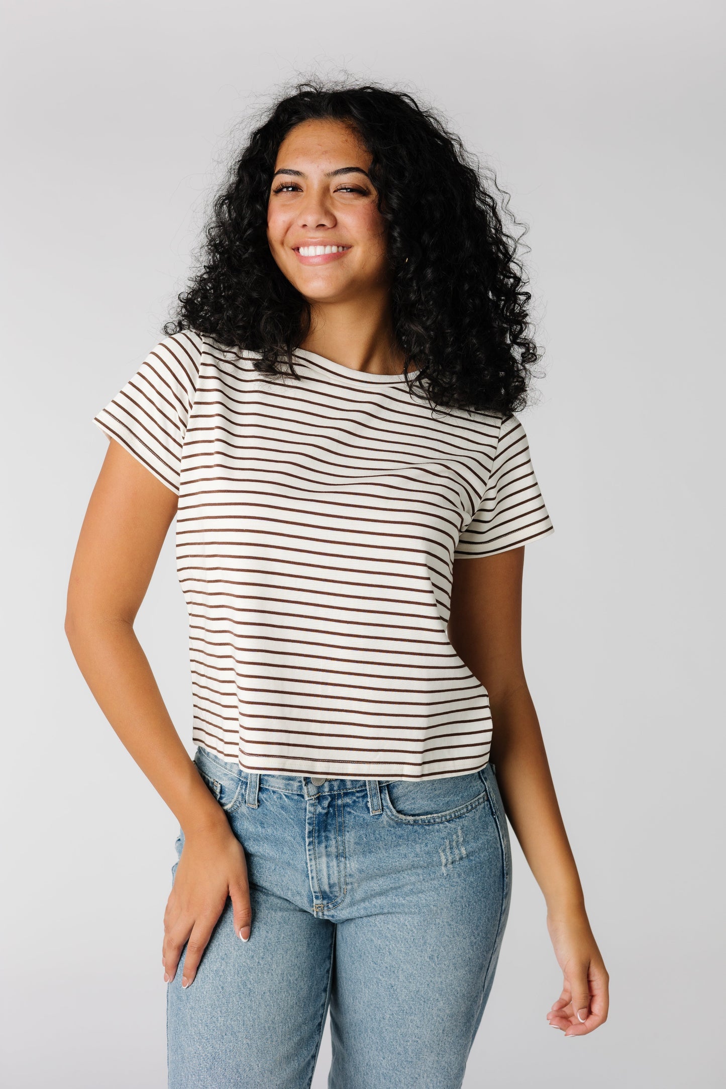 Brass and Roe modest brown stripe tee