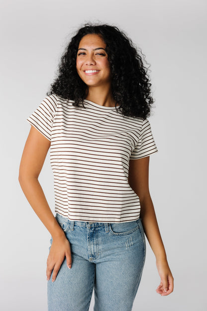 Brass and Roe modest brown stripe tee