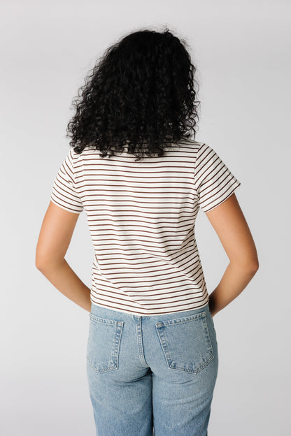 Back view of Brown stripe tee