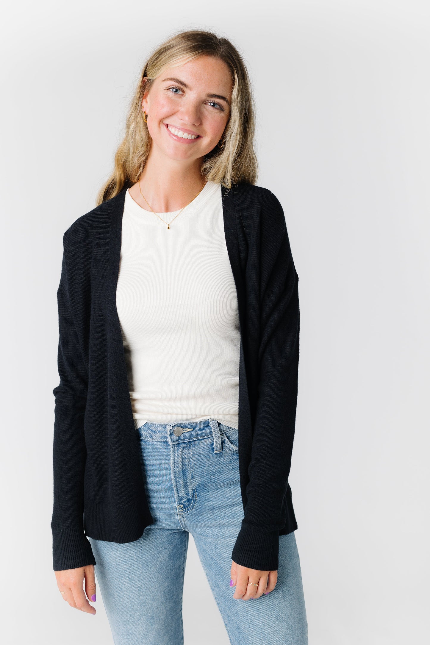 Waffle Sweater Cardigan WOMEN'S CARDIGAN Tea N Rose 