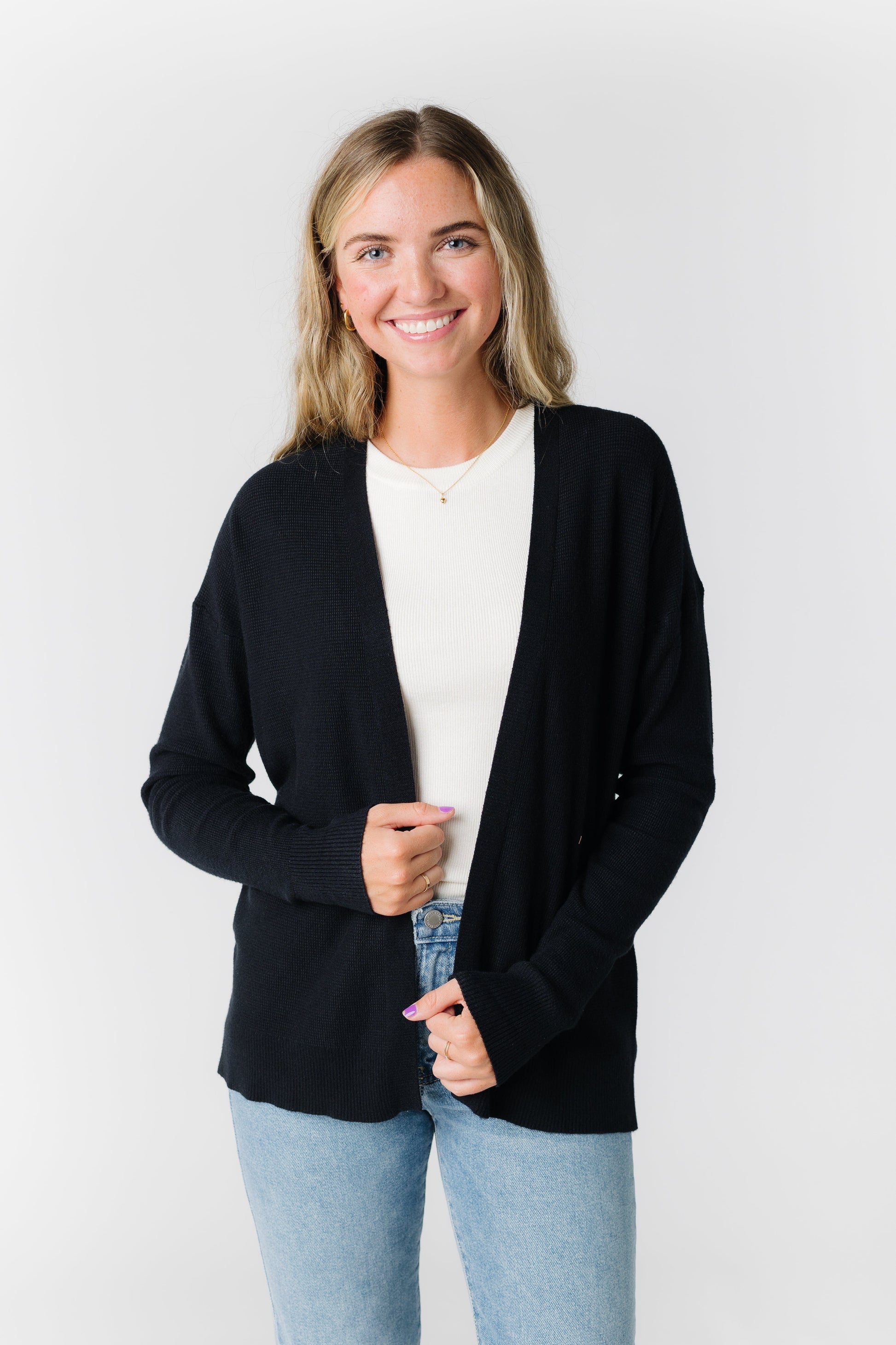 Waffle Sweater Cardigan WOMEN'S CARDIGAN Tea N Rose 