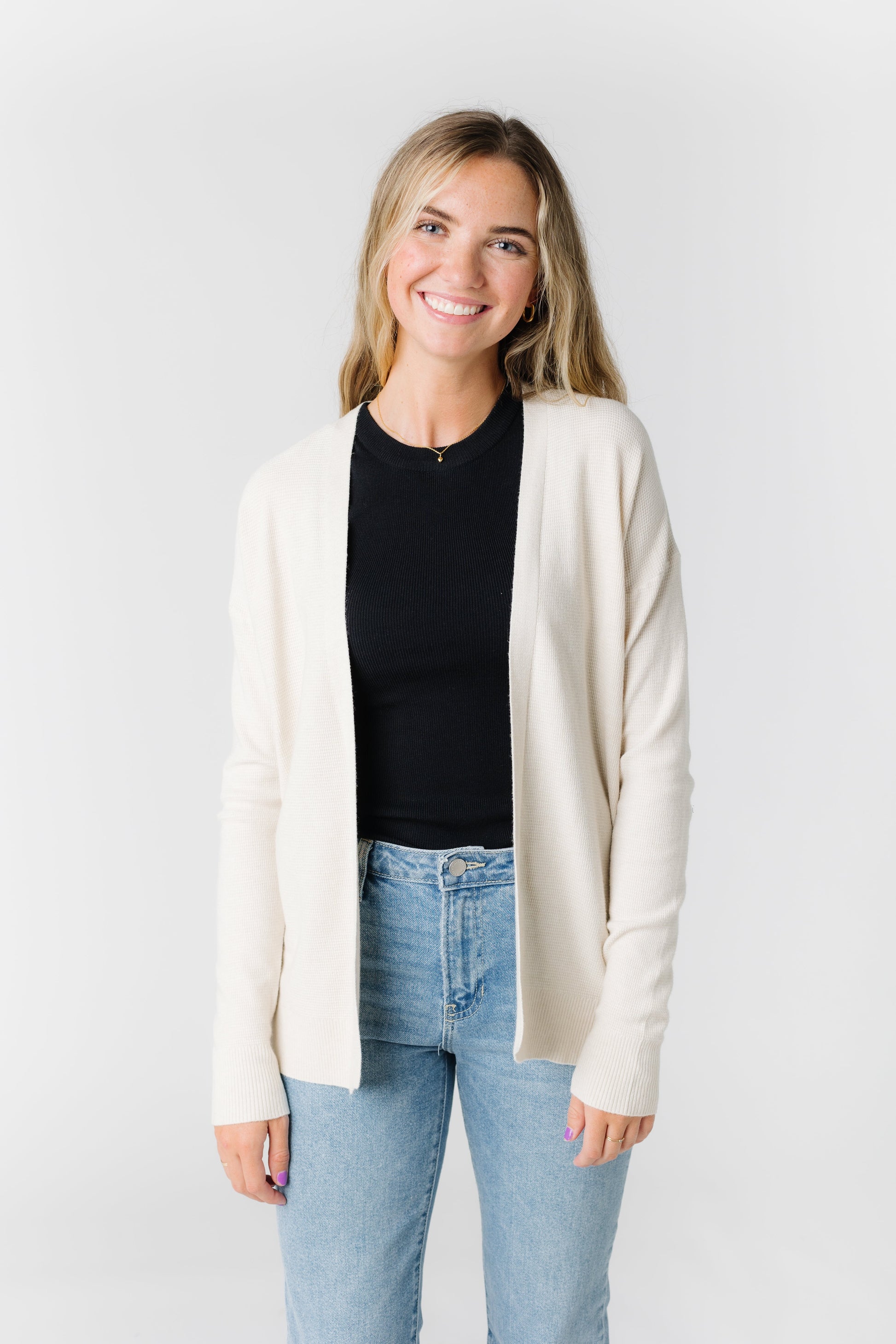 Waffle Sweater Cardigan WOMEN'S CARDIGAN Tea N Rose 
