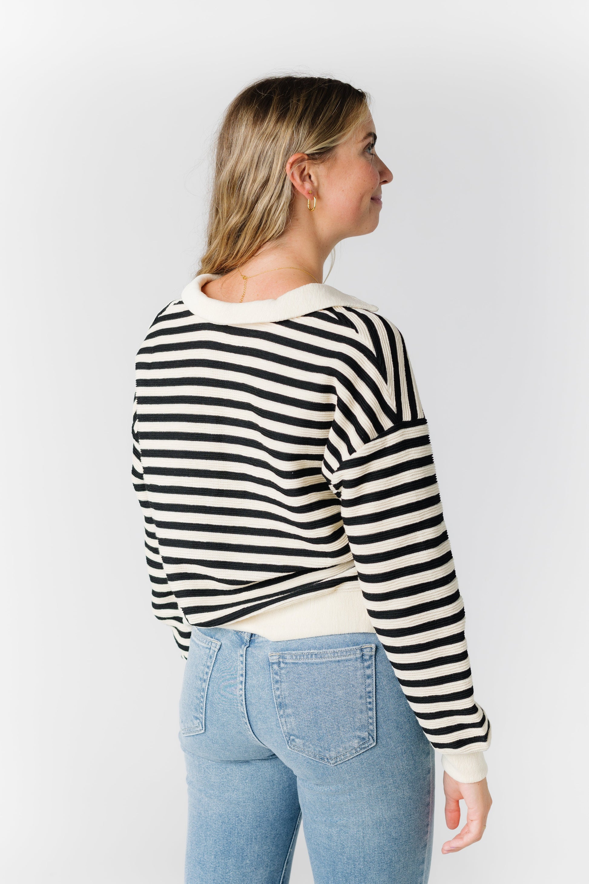 Stripe Collared Sweater WOMEN'S SWEATERS Blu Pepper 