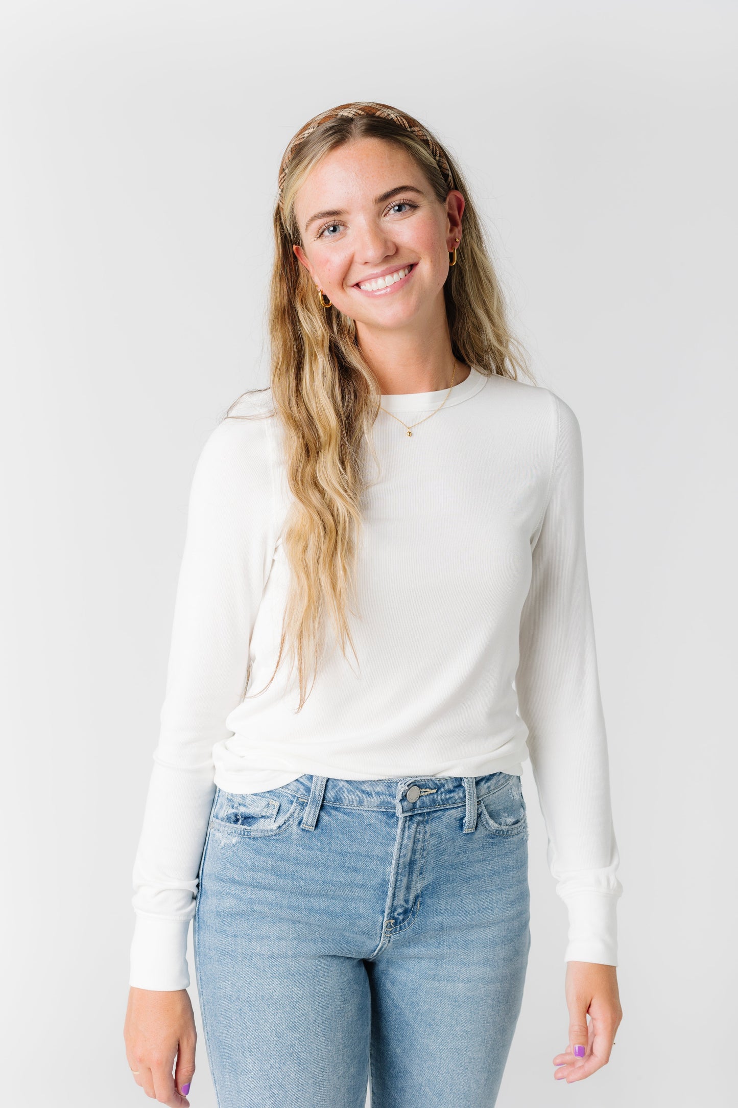 Stacy Top Women's Long Sleeve T Thread & Supply White L 