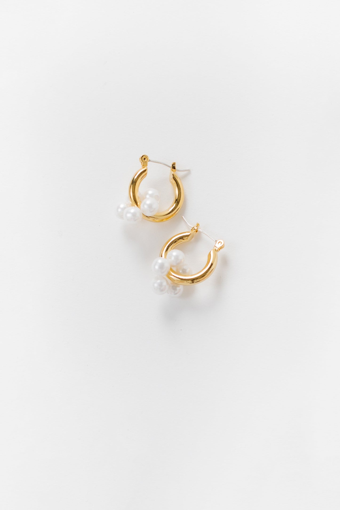 Cove Pearls on Hoop Earring WOMEN'S EARINGS Cove Accessories Gold OS 