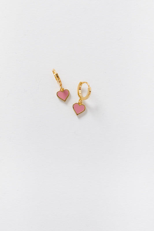 Cove Huggie Hearts WOMEN'S EARINGS Cove Accessories Gold/Pink OS 