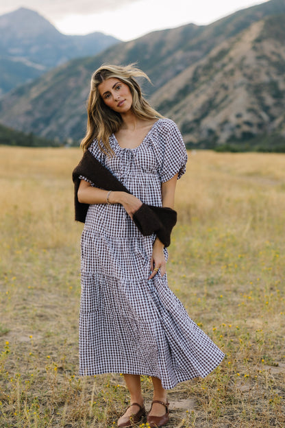 Citrus Lyon Tier Dress WOMEN'S DRESS Citrus Brown Gingham XXS 