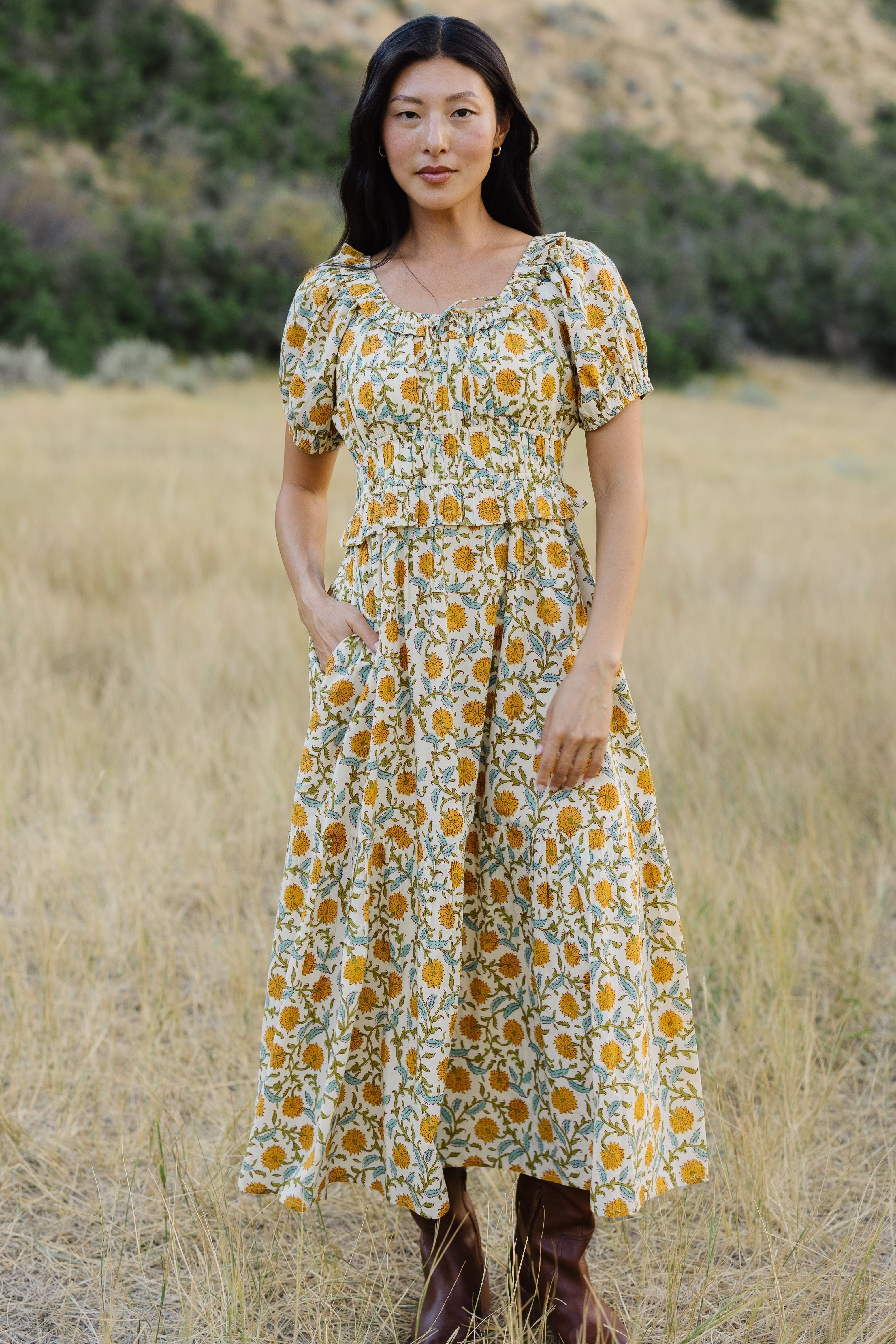 ミナペルホネン forest candy ワンピース yellow Citrus Modest Jena Dress – Called to Surf