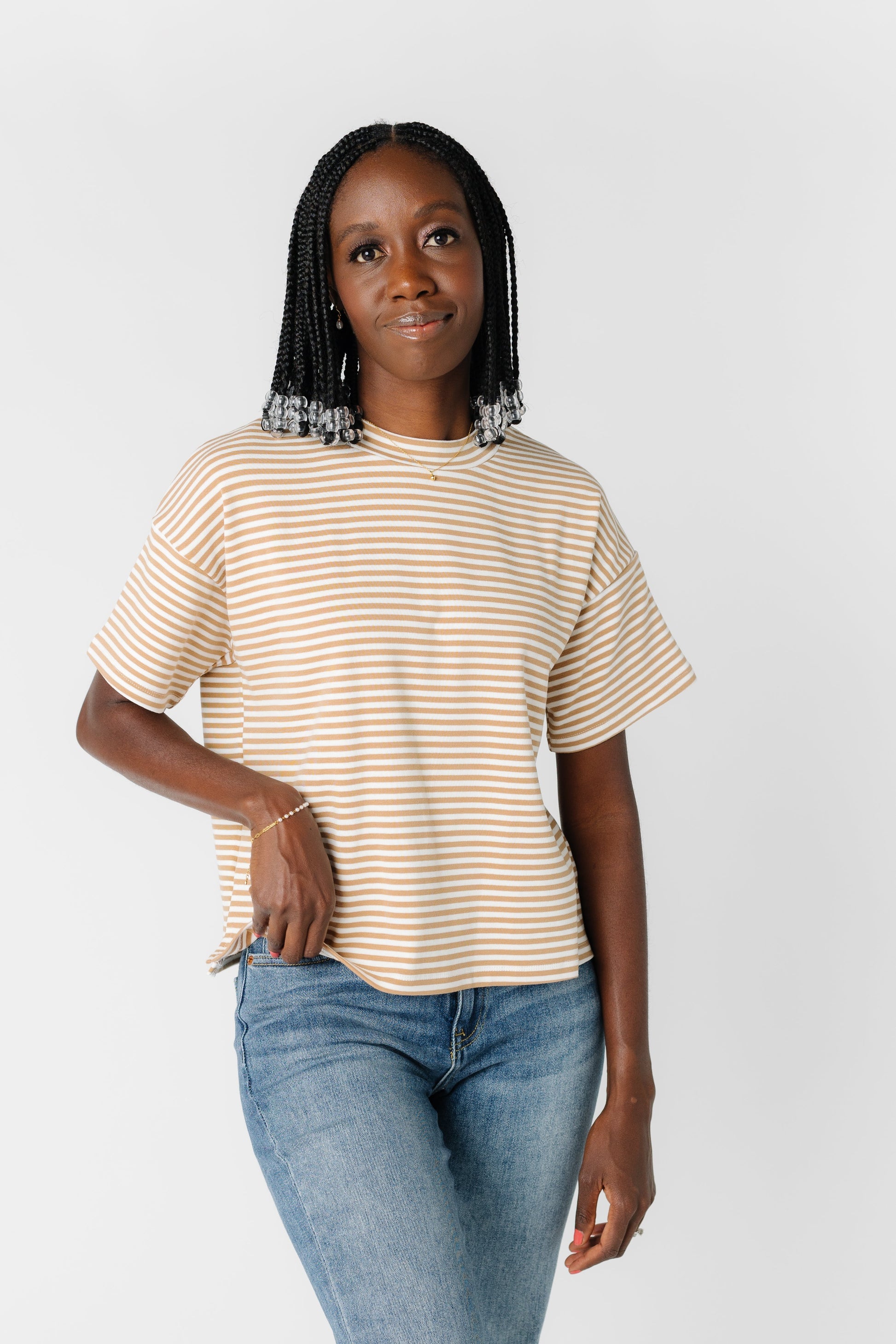 Rolla's Stripe Boxy Tee - Red & Apricot WOMEN'S T-SHIRT Things Between 