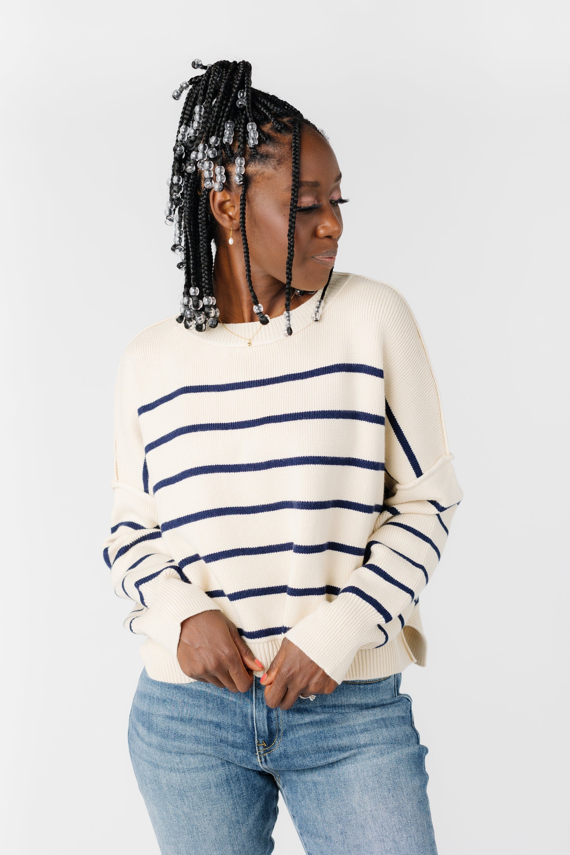 Savy Sweater - Cream/Navy WOMEN'S SWEATERS Wishlist 