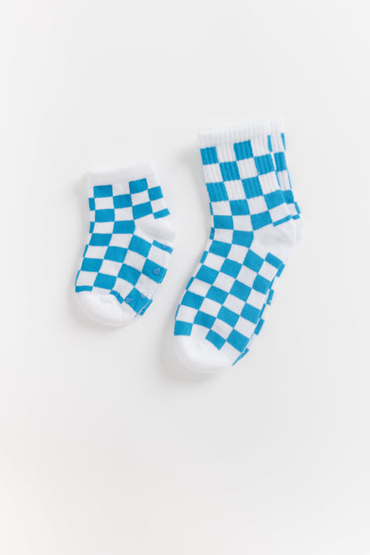 Cove Kids Checker Retro Socks KID'S SOCKS Cove Accessories Blue 0-6 mth 