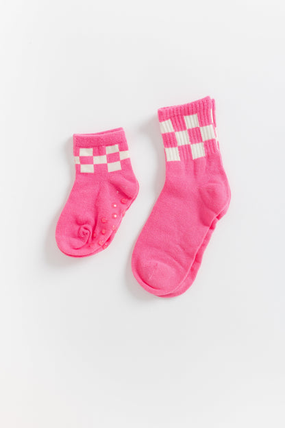 Cove Kids Checker Retro Socks KID'S SOCKS Cove Accessories Bright Pink 0-6 mth 