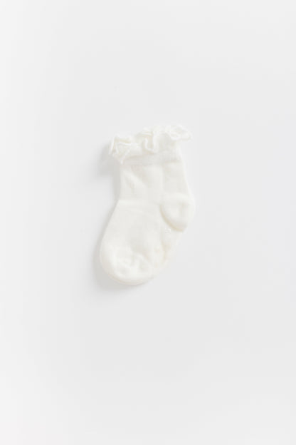 Cove Kids Ruffle Quarter Socks KID'S SOCKS Cove Accessories White 0-6 mth 