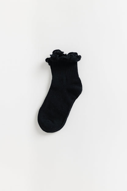 Cove Kids Ruffle Quarter Socks KID'S SOCKS Cove Accessories Black 2-3 yr 