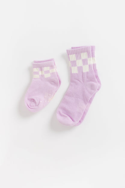 Cove Kids Checker Retro Socks KID'S SOCKS Cove Accessories Lavender 0-6 mth 