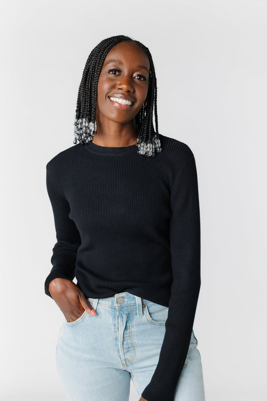 Waverly Ribbed Sweater WOMEN'S SWEATERS Be Cool Black L 