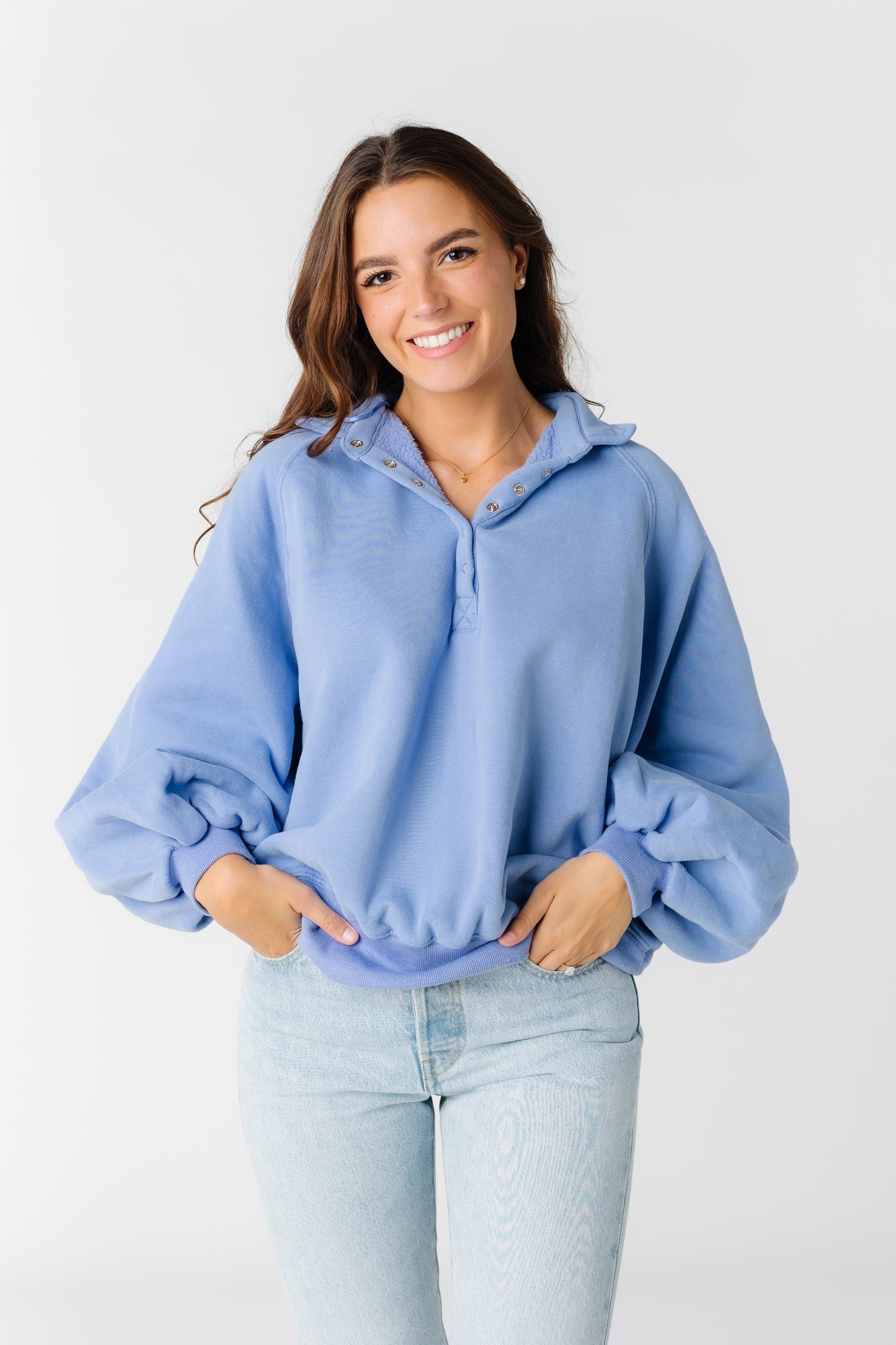 Moon Collared Sweater - New WOMEN'S SWEATERS Paper Moon Blue L 