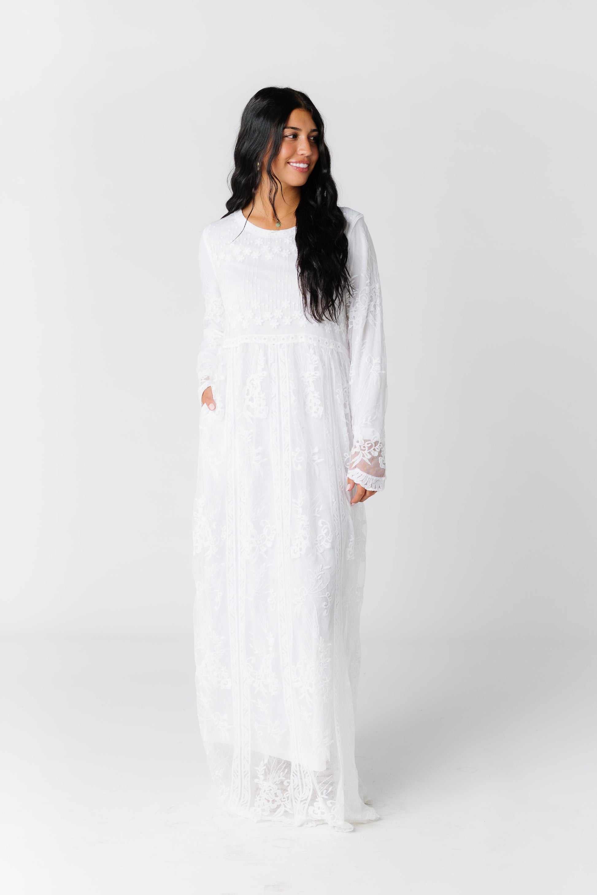 All lace maxi dress with side pockets