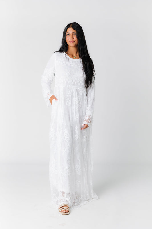 Pocket White Lace Dress WOMEN'S DRESS Called to Surf 