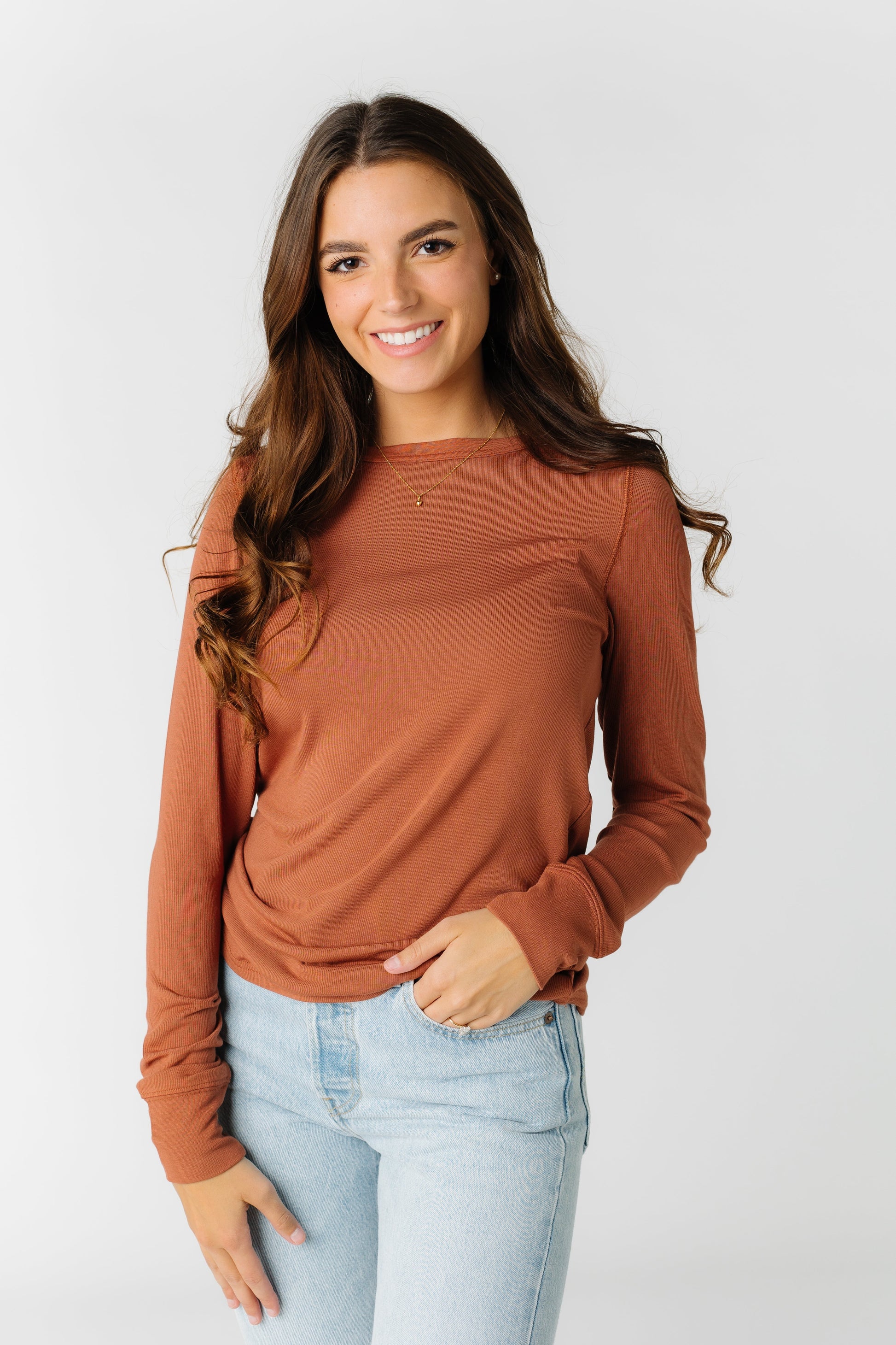Stacy Top - Rustic Brown Women's Long Sleeve T Thread & Supply 