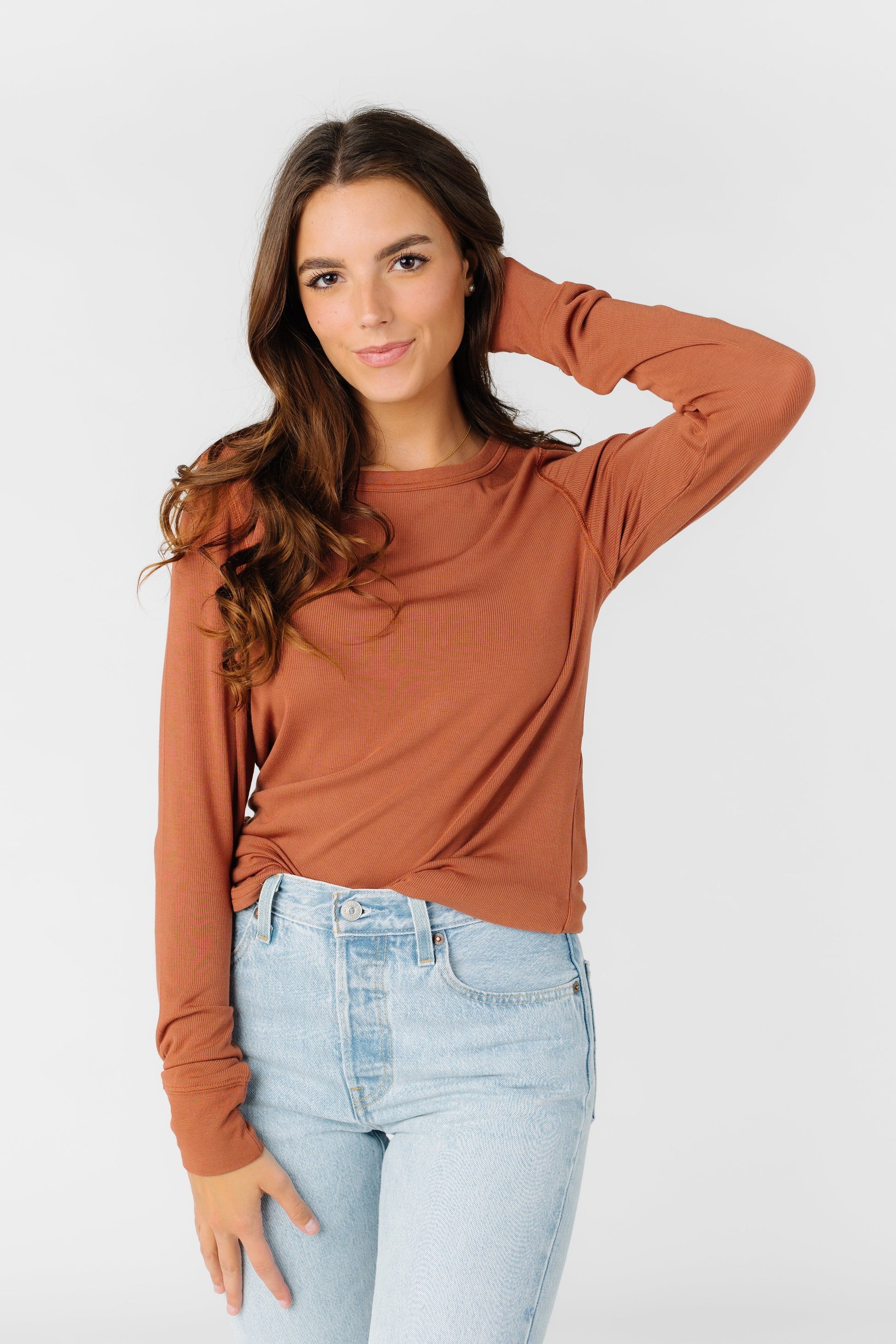 Stacy Top - Rustic Brown Women's Long Sleeve T Thread & Supply Rustic Brown L 