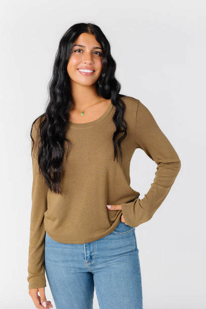 Modest brown long sleeve tee 