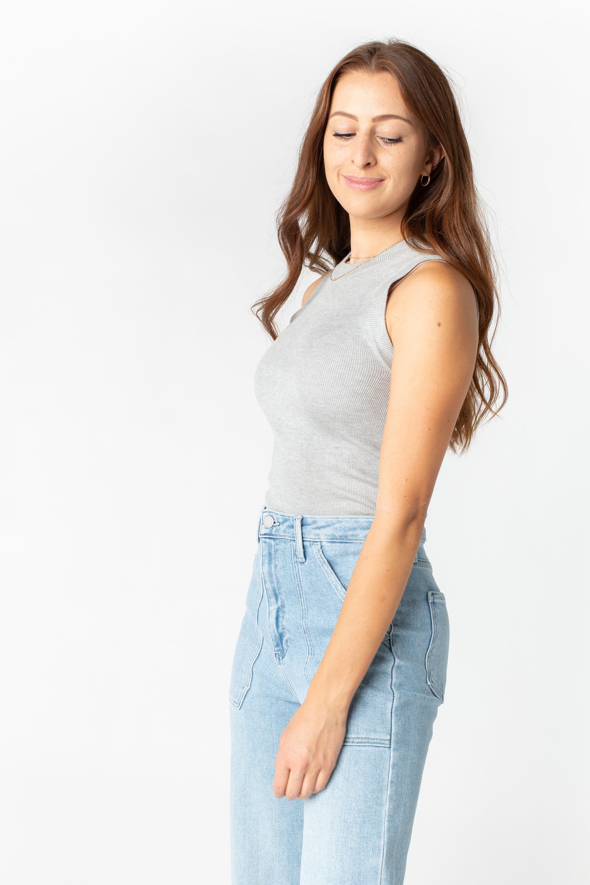 Dressed Up Knit Layering Tank - Heather Grey WOMEN'S TANK TOP Be Cool 