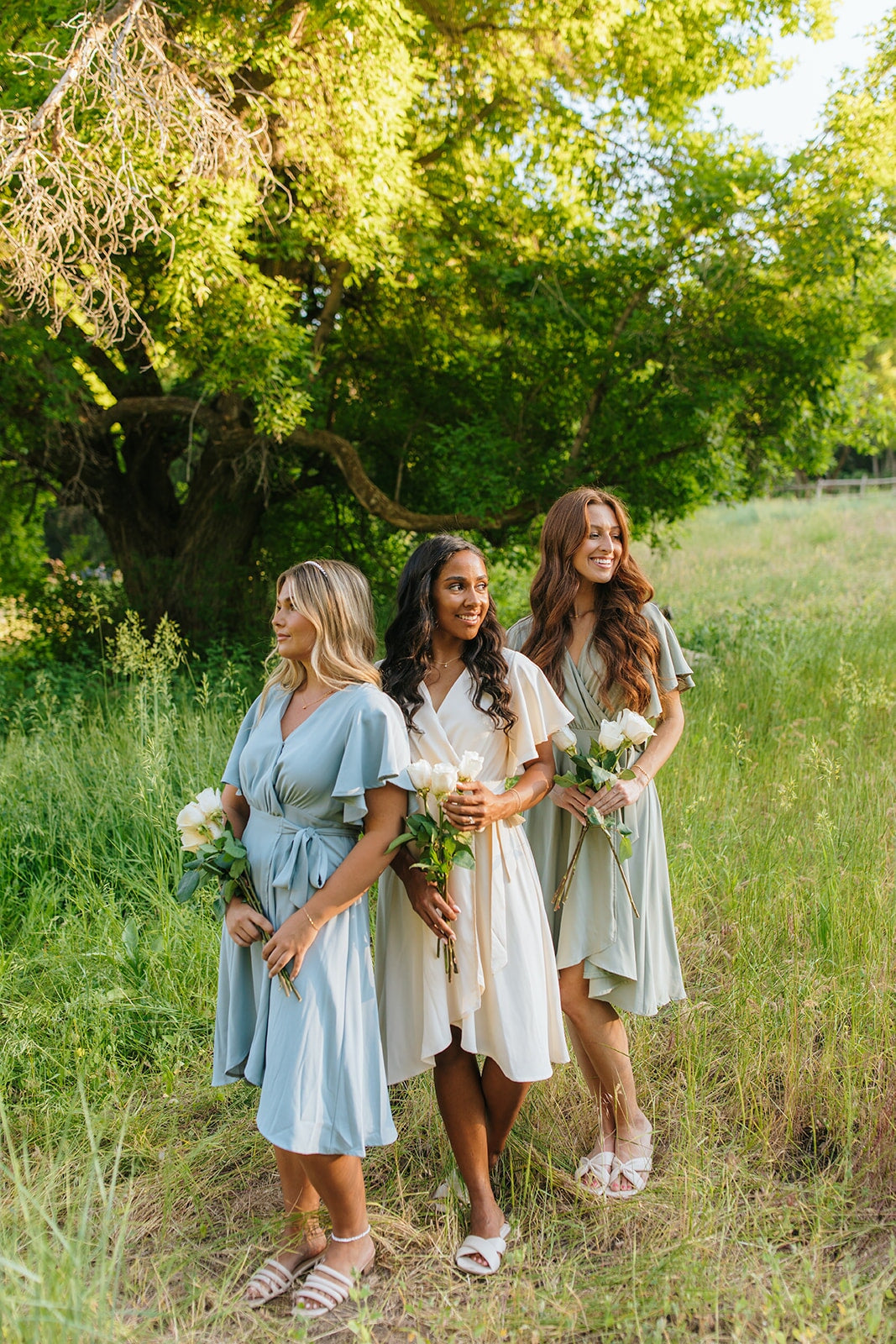 Dusty blue maid shop of honor dress