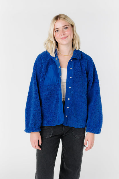 Snap Button Fleece Jacket WOMEN'S JACKETS Blu Pepper 