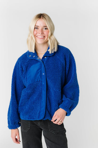 Snap Button Fleece Jacket WOMEN'S JACKETS Blu Pepper 