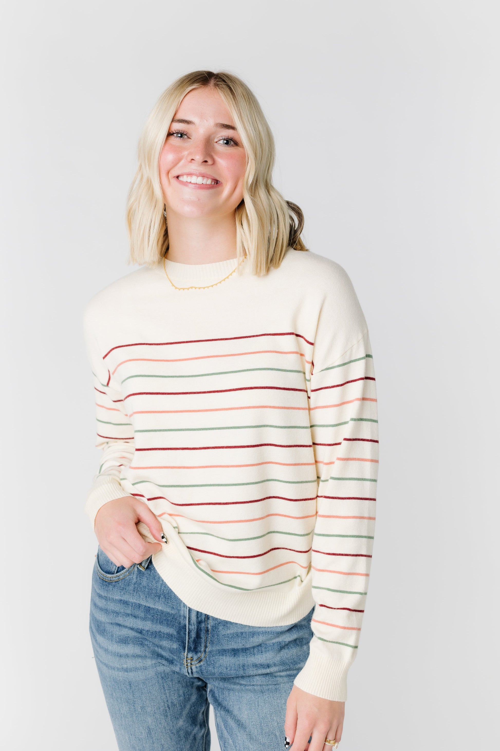 Stripes Soft Sweater WOMEN'S SWEATERS Tea N Rose Multi 1st L 