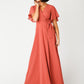 Naples Flutter Sleeve Wrap Maxi - Clay Red Bridesmaid Dress brass & roe 