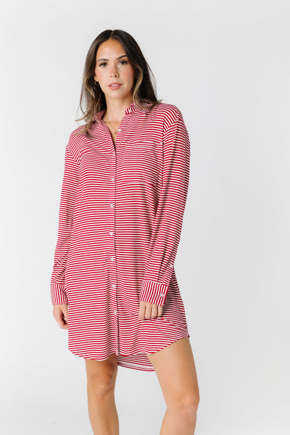 Wonderland Pajama Dress WOMEN'S PAJAMAS brass & roe Red Stripe L 