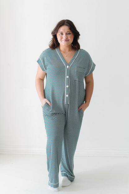 Modest plus size one piece stripe pajama