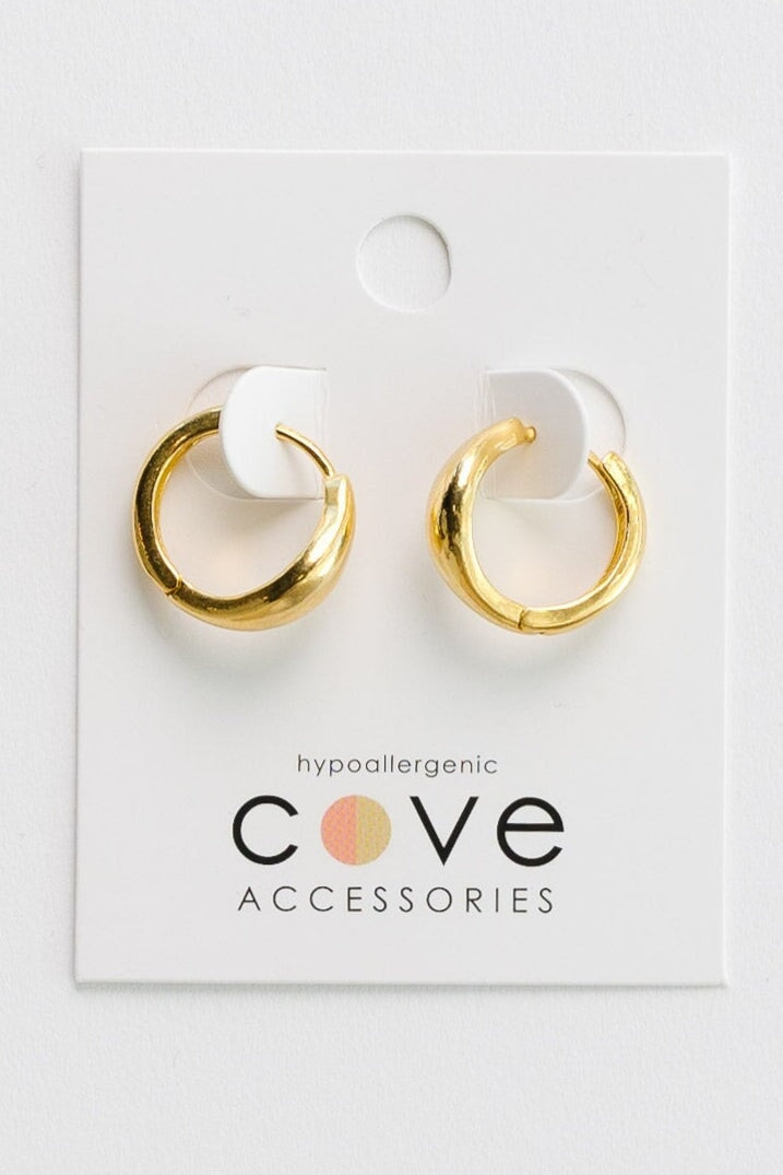 Cove Keystone Hoops WOMEN'S EARINGS Cove Accessories 18k Gold Plated 16.5mm x 6mm 
