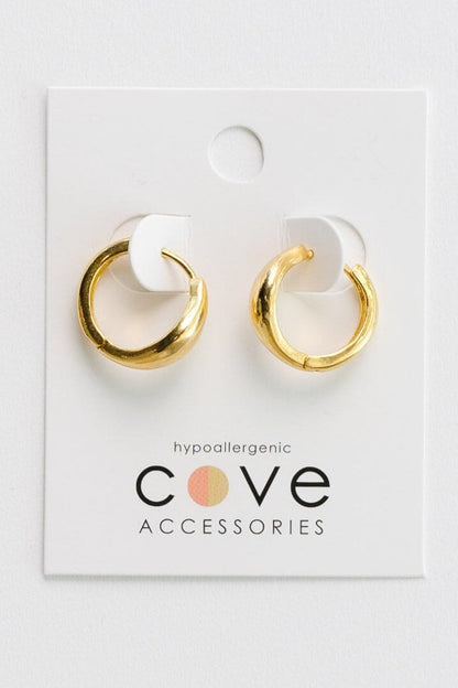 Cove Keystone Hoops WOMEN'S EARINGS Cove Accessories 18k Gold Plated 16.5mm x 6mm 