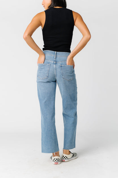 HR Utility Wide Leg Jeans- Med Denim WOMEN'S JEANS Just Panmaco Inc. 