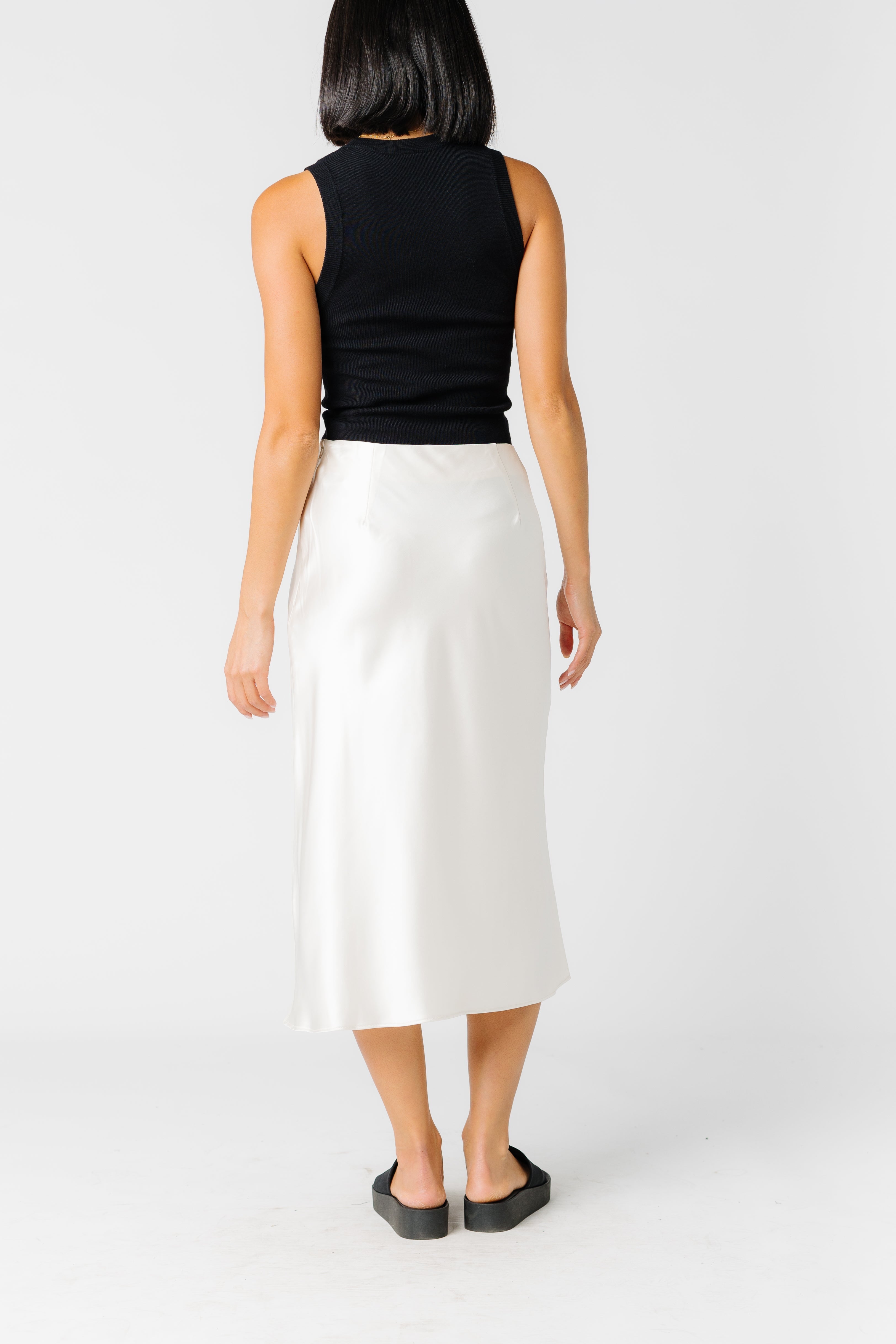 White satin skirt clearance midi