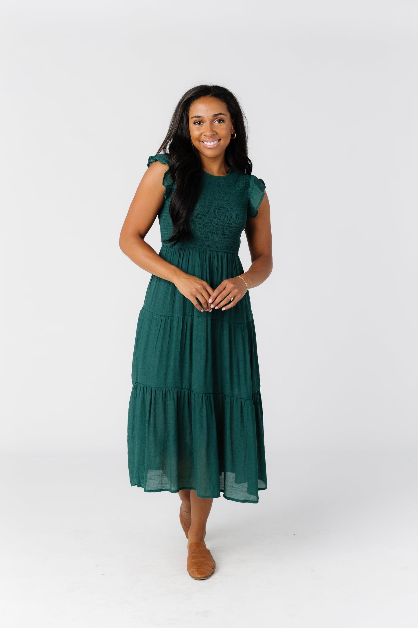All In Smocked Dress WOMEN'S DRESS Blu Pepper Hunter Green L 