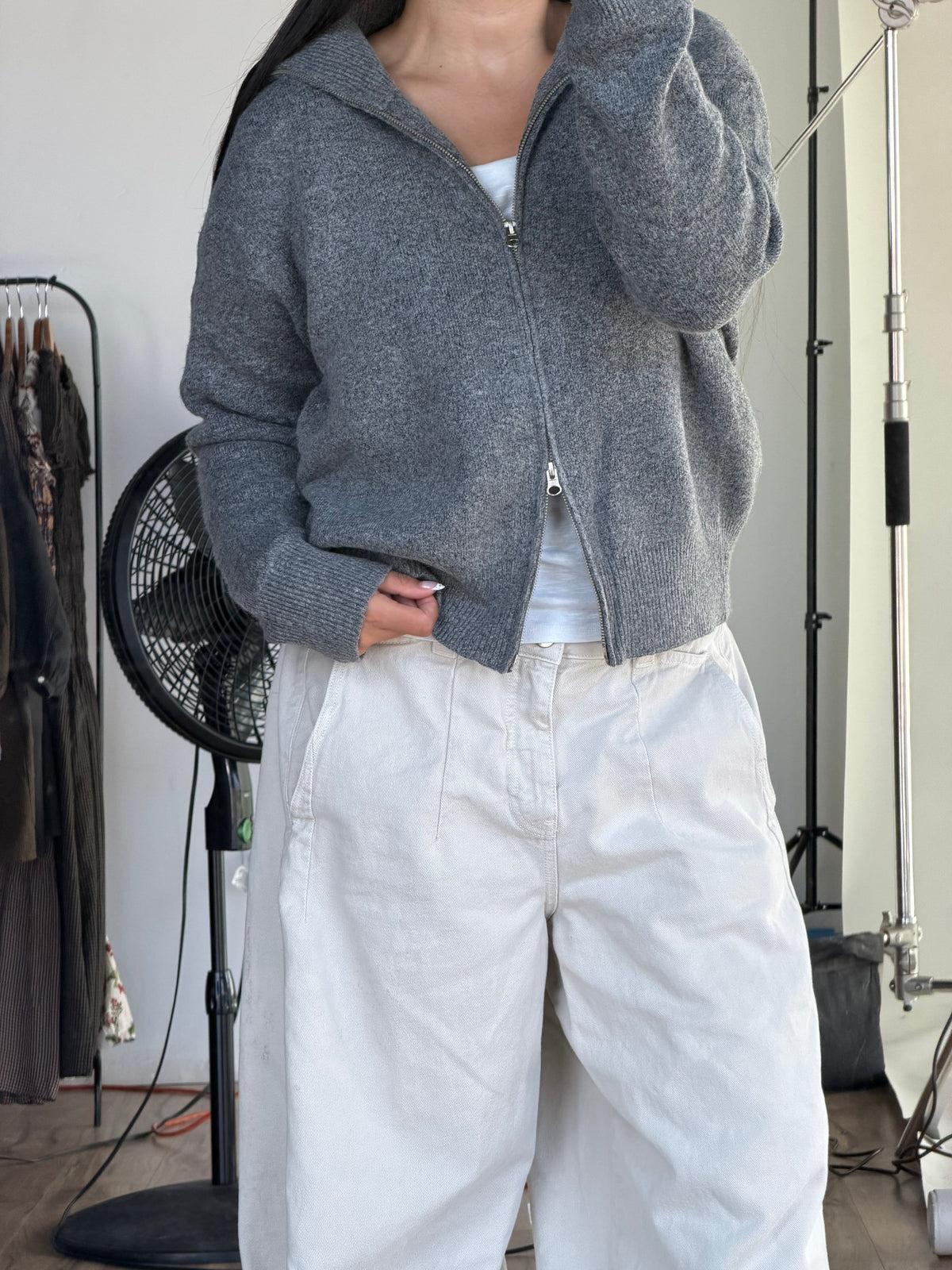 Two Way Zip-Up Sweater WOMEN'S SWEATERS Yours Truly 