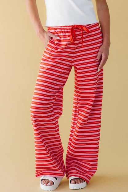 About Stripe Pants WOMEN'S PANTS Things Between Red/Pink S 