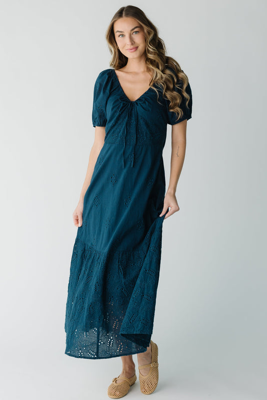 Citrus Alba Eyelet Dress in navy